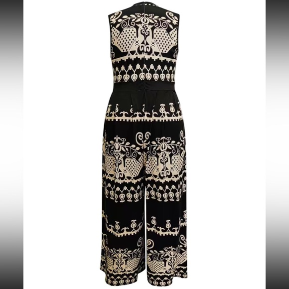 PLUS TRIBAL PRINT MOCK NECK WIDE LEG JUMPSUIT - Picture 2 of 8